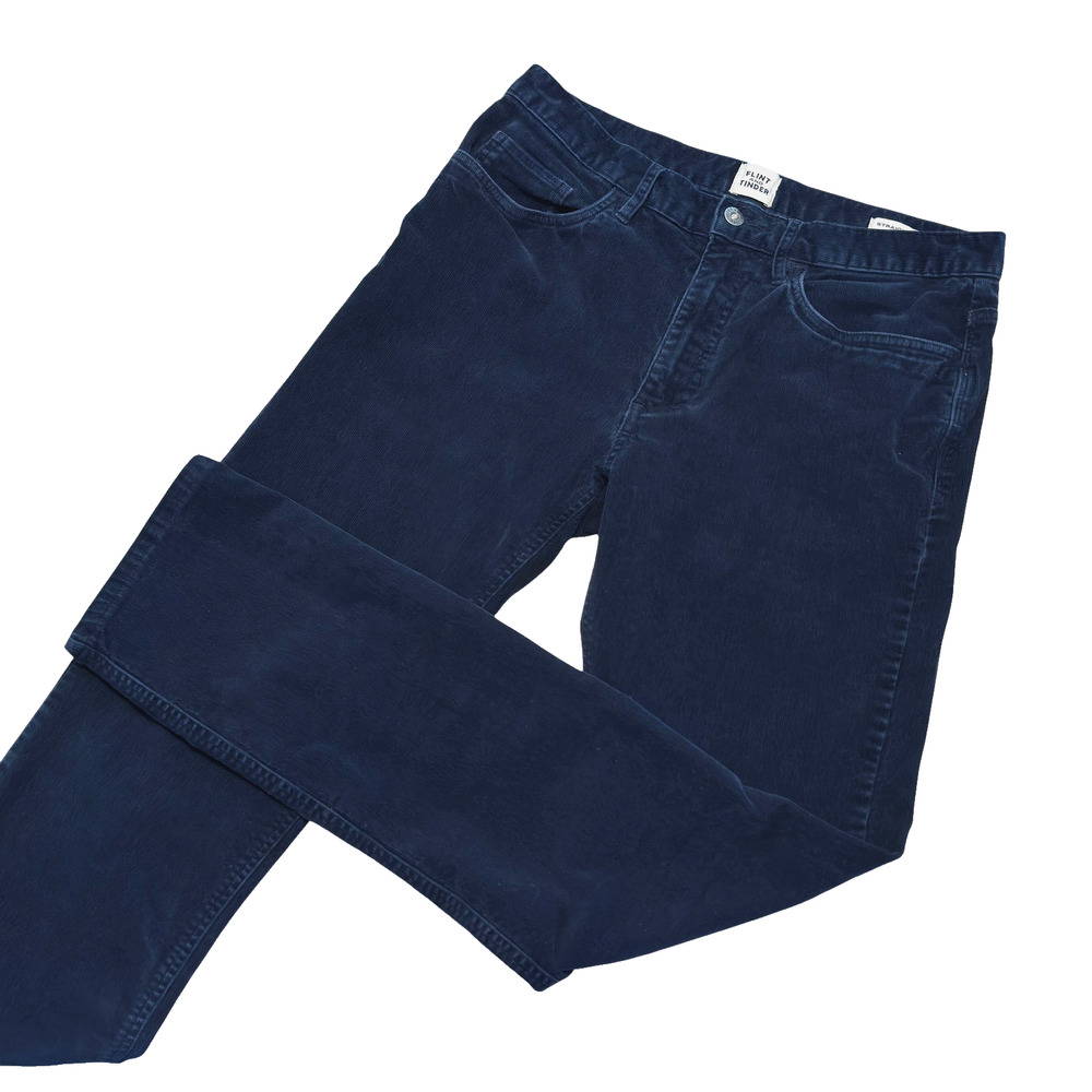 Flint and Tinder Corduroy Pants Mens 31 Straight Fit Navy Blue 5-Pocket Classic